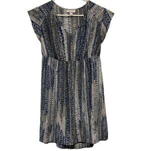 Liz Lange Maternity Blue & Gray V-Neck S/S Blouse Size XS EUC #7140